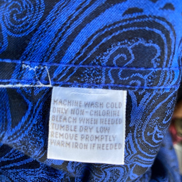 Formal Blue Paisley Shirt by Foxcroft - Picture 6 of 7